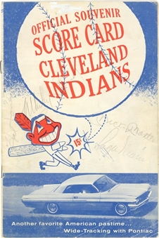 1962 New York Yankees & Cleveland Indians Multi Signed Souvenir Scorecard With 10 Signatures Including Mantle and Maris(JSA)